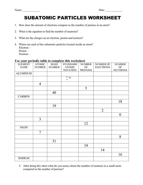 30 Subatomic Particle Worksheet Answers | Education Template